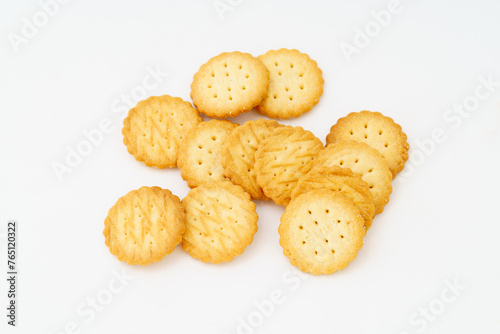 Cream cookies on white background
