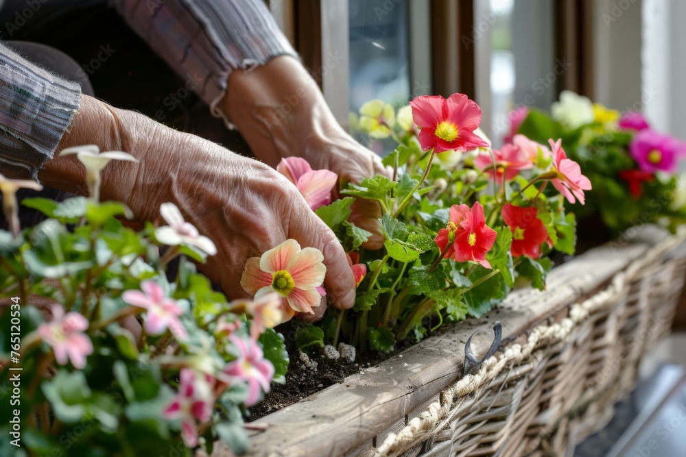 Gardening: Planting Flowers in a Wicker Basket Gardening: Planting Flowers in a Wicker Basket