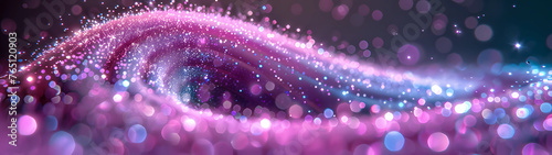 Immersive in its intricacy, a macro closeup captures the mesmerizing dance of a sparking purple wave of energy, cascading across an expansive ultra-wide backdrop photo