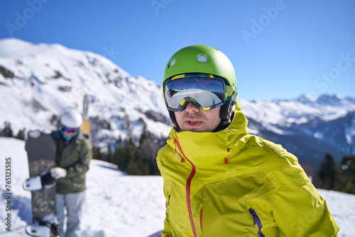 Skier Ready for Mountain Descent
