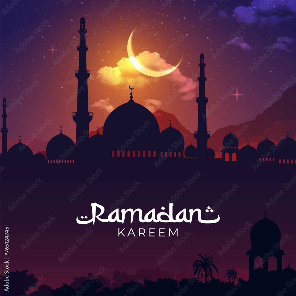 Ramadan Eid Mubarak background template design illustration, Ramadan festival background vector design