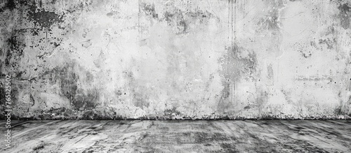 Capture the essence of neglect in a monochrome image of a grimy room with wooden floors photo