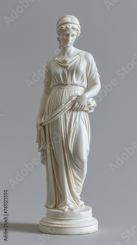 Antique bust of a young Greek woman, highlighted on a white background. Plaster sculpture "A woman's face".