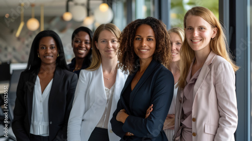 Fototapeta Naklejka Na Ścianę i Meble -  Dynamic group of HR professionals in a modern office environment with diverse team.