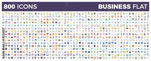 Big set of 800 Business web icons in Flat style collection. Vector illustration.