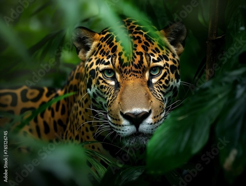 A Jaguar in the rain forest