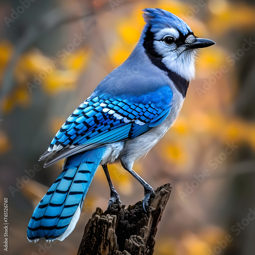 Nature's Symphony: Majestic Blue Jay Bird in the Tranquil Wilderness