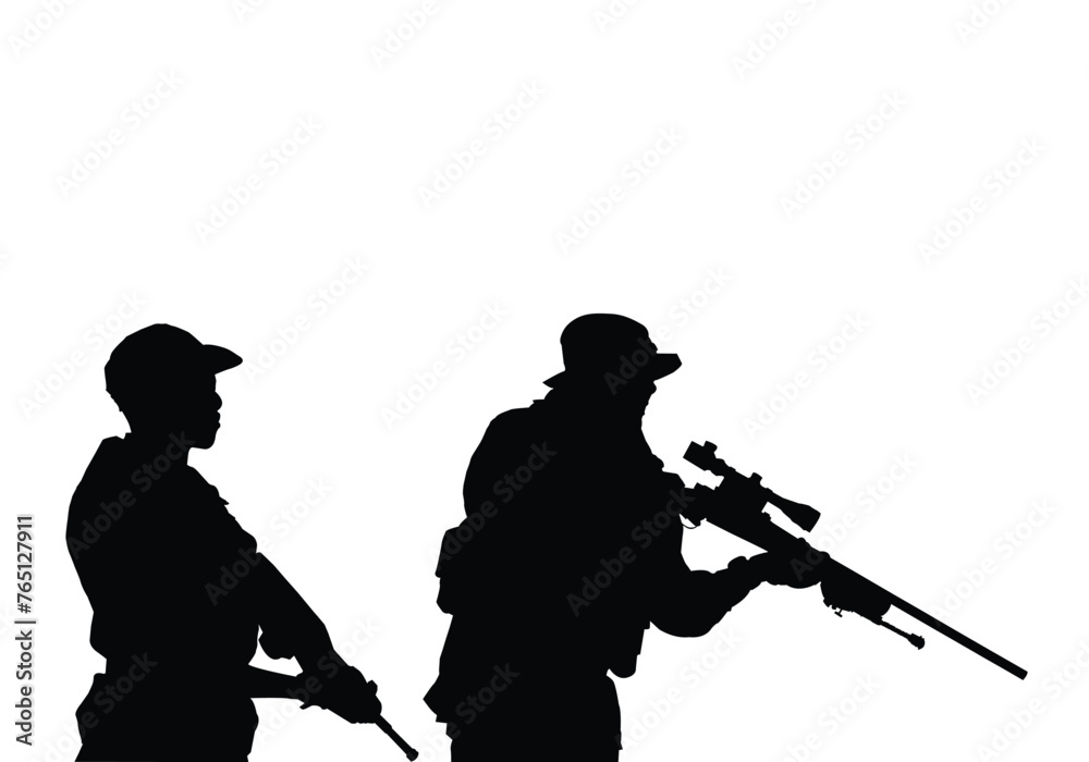 Army soldiers silhouette vector