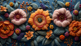 Flowers needle felting wool embroidery 