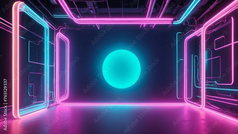 Digital background surrounded by pastel neon lights, space for text, copy space