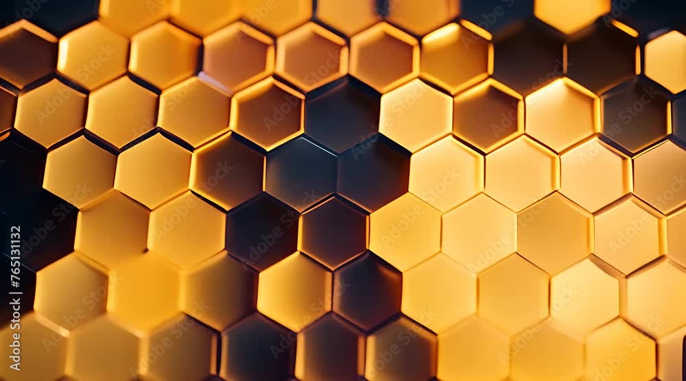 This vide hexagonal tiles arranged on a wall in an orderly pattern. The tiles vary in size and color, creating a visually appealing geometric display This vide hexagonal tiles arranged on a wall in an orderly pattern. The tiles vary in size and color, creating a visually appealing geometric display