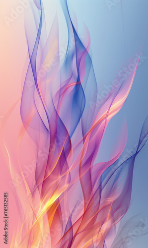  Soft pastel waves flowing in a serene abstract flame design.