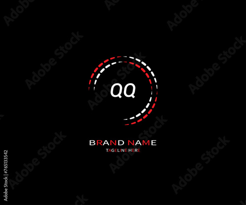 QQ LETTER LOGO Design ONE BLACK BACKGROUND