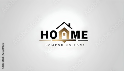 Minimalisitc logo of "Home Label" vector art, futurisitc font, Black gold white gradient