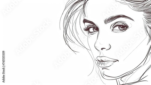 black line drawing of a woman's face