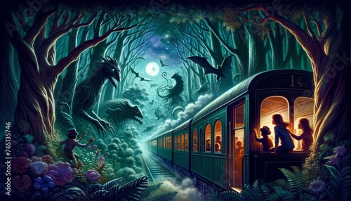 Enchanted Forest Train Ride at Night