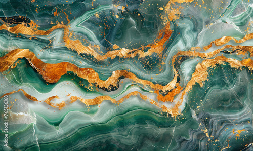 marble texture in jade green and gold © pcperle