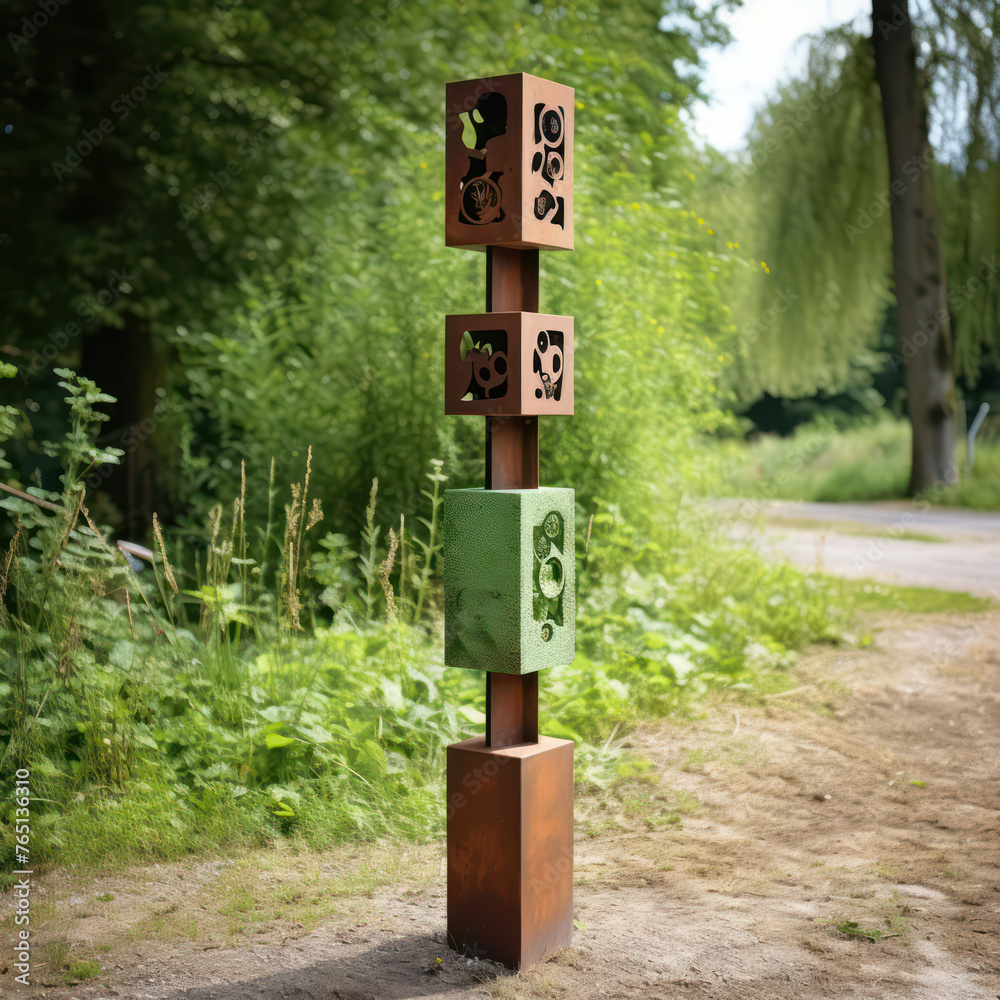 navigation pole made of rusty metal