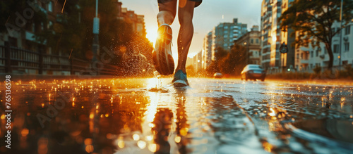 close up running trail after rain describes passion spirit persistent consistency concept background