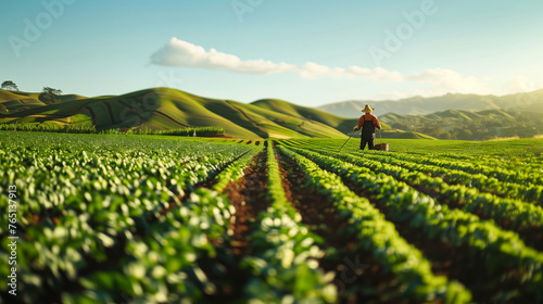 A Farmer   s Commitment to Nourishing the Fields Under the Setting Sun  Dusk Till Dawn