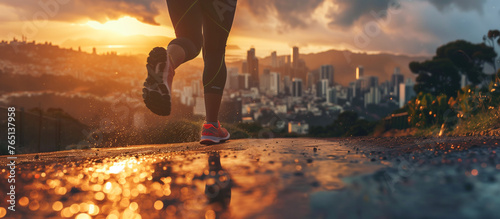 close up running trail after rain describes passion spirit persistent consistency concept background