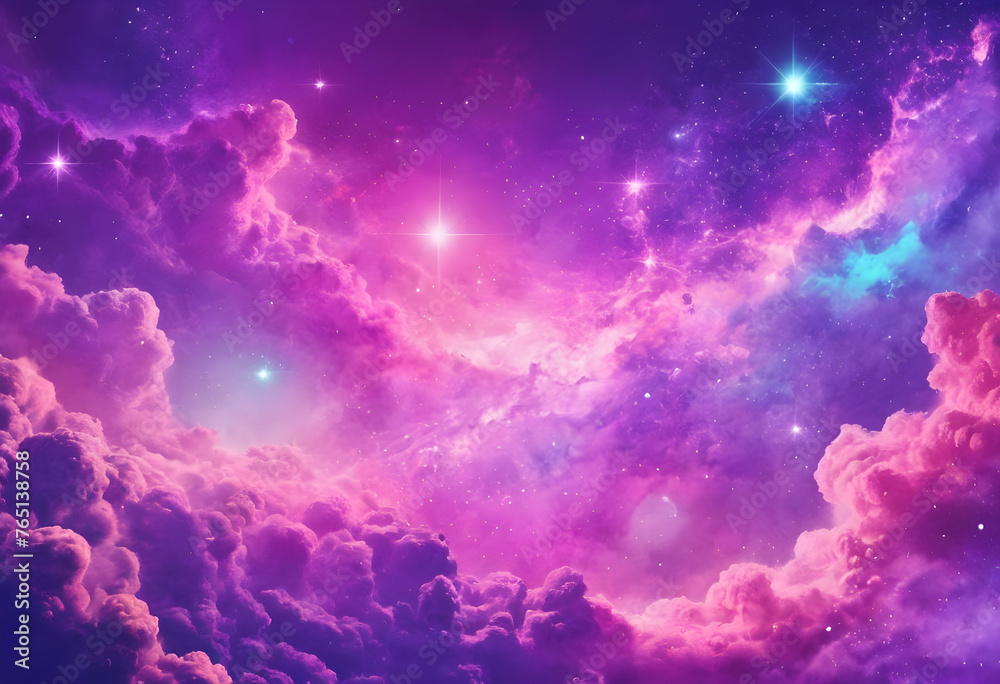 Purple and pink clouds and stars fantasy galaxy background illustration Generative ai Purple and pink clouds and stars fantasy galaxy background illustration Generative ai