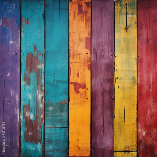 weathered reclaimed boatwood in a spectrum of rainbow colours red сreated with Generative Ai