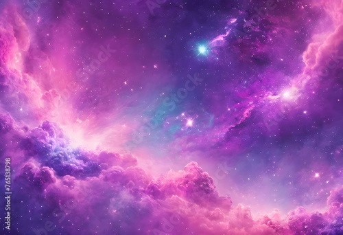 background Pastel glitter pink purple fantasy galaxy illustration Generative ai