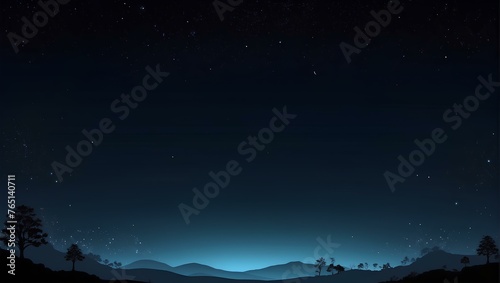 silhouette of landscape at night with stary sky, background with copy space, space for text and design  © El Zahra 