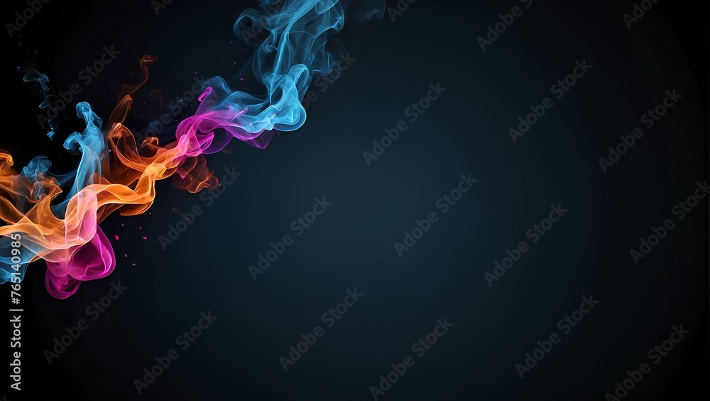 Fototapeta premium colorful smoke on black background with copy space, space for text and design 
