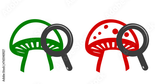 Picto champignon vénéneux et champignon comestible