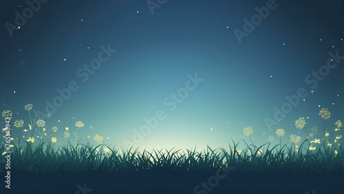 grass and blue sky background with copy space, space for text and design 