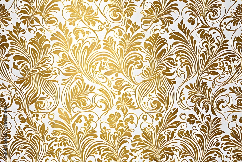 seamless gold floral pattern with flowers