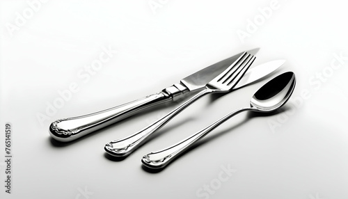 Cutlery set with Fork and Knife isolated on white background