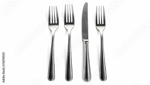 Cutlery set with Fork and Knife isolated on white background