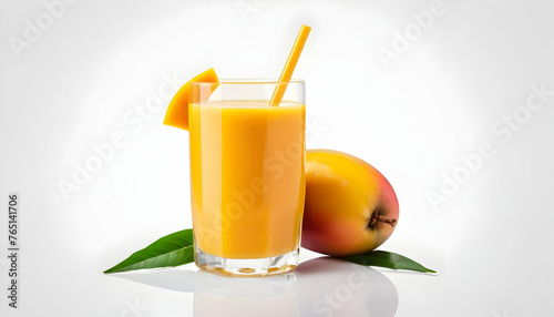 glass of mango juice isolated on a white background