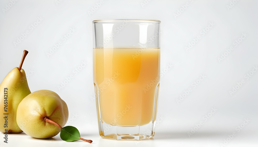 glass of pear juice on a white background glass of pear juice on a white background