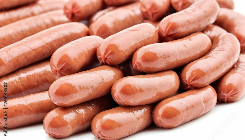 Mini sausages. Isolated on white background Mini sausages. Isolated on white background