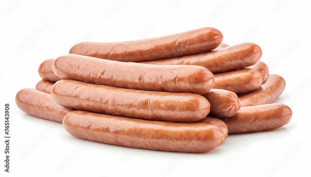 Mini sausages. Isolated on white background Mini sausages. Isolated on white background