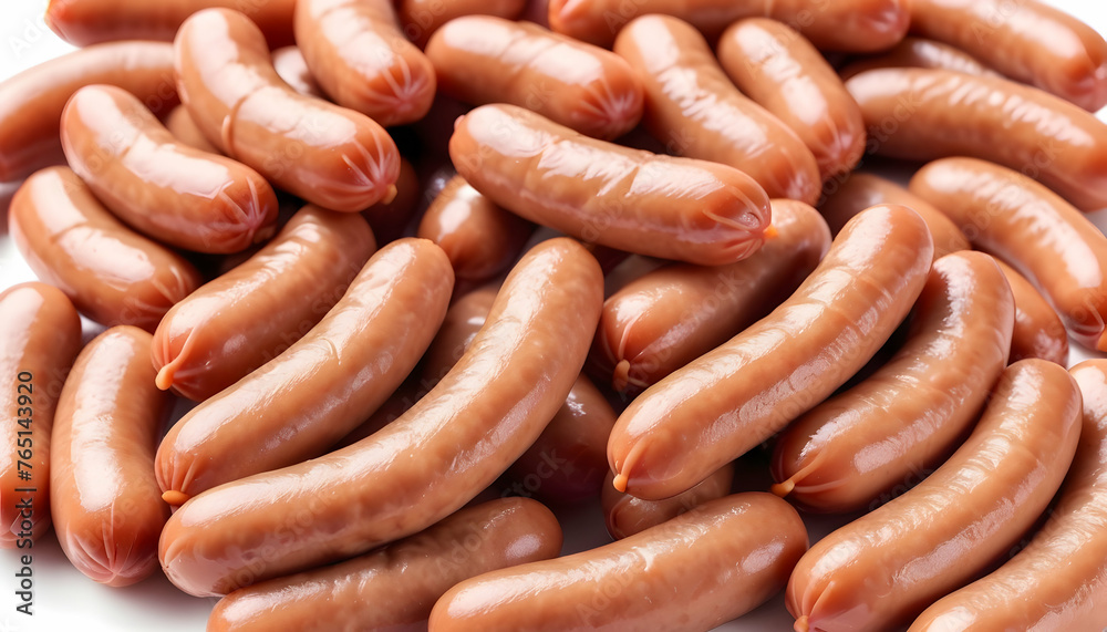 Mini sausages. Isolated on white background Mini sausages. Isolated on white background