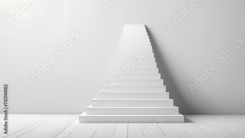white stairway in empty room  background with copy space  space for text and design 