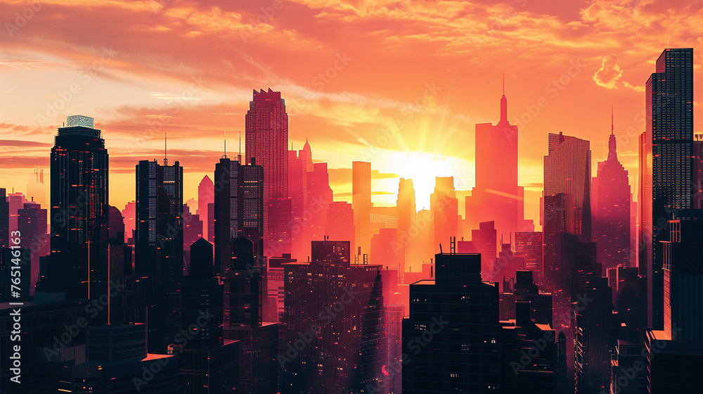 Fototapeta premium Majestic Urban Sunset