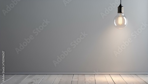 light bulb in empty room with copy space, space for text and design  photo