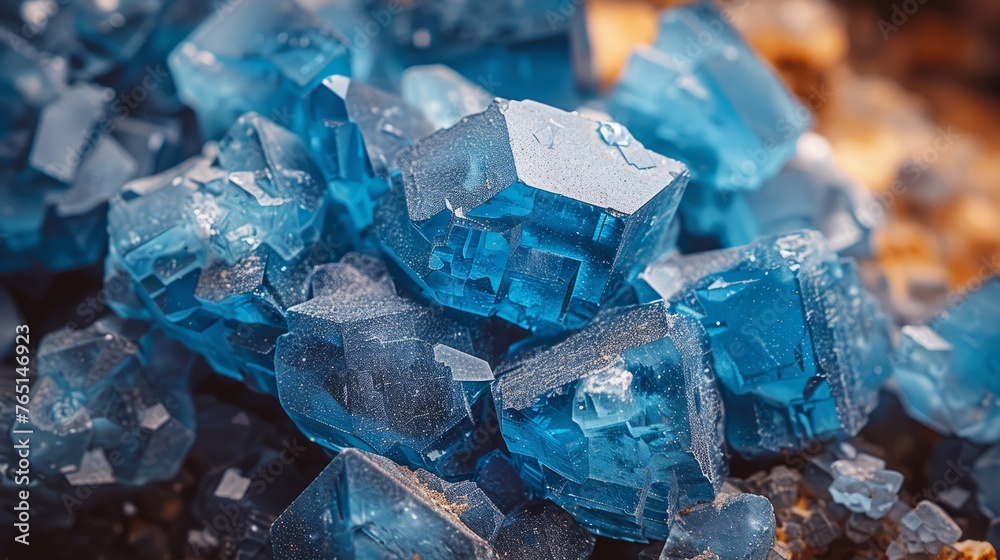 Azure Mineral Clusters: Macro Photography of Vivid Blue Crystals Azure Mineral Clusters: Macro Photography of Vivid Blue Crystals