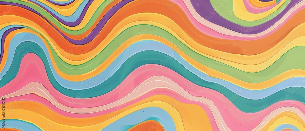 Retro 60s modern illustration for a 4K screen poster, gift card, t-shirt, or stationery with liquid groovy rainbow lines. 70s hippie style. Retro 60s modern illustration for a 4K screen poster, gift card, t-shirt, or stationery with liquid groovy rainbow lines. 70s hippie style.