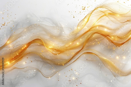 Ethereal Fabric Waves - Golden Sparkle and smoke on Sheer Elegance