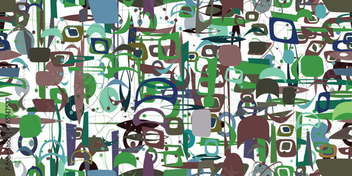 Vintage seamless pattern with mid century modern design elements .  Endless pattern with vector abstract shapes.