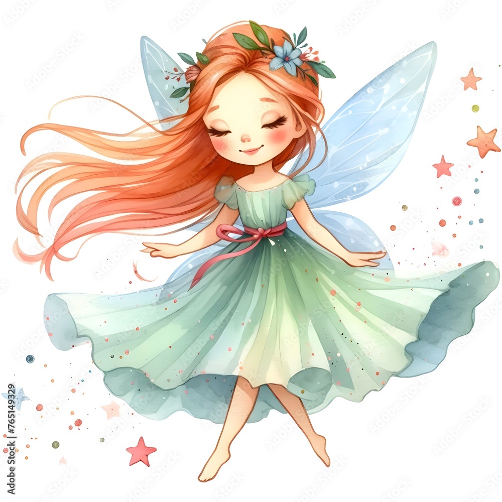 Fairy and Flowers watercolor illustration Fairy and Flowers watercolor illustration