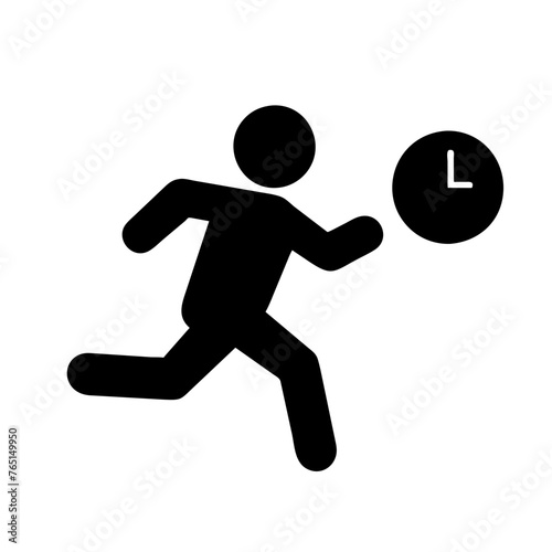 Business person running late on office icon vector graphic element illustration on a Transparent Background