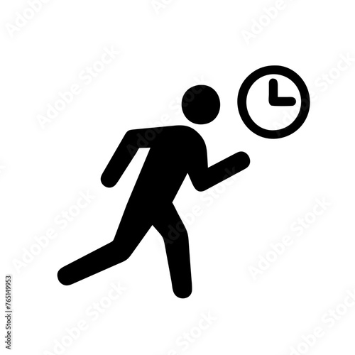 Business person running late on office icon vector graphic element illustration on a Transparent Background